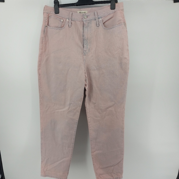 Madewell The Momjean: Overdyed Edition Pink Waist Size 32 - Picture 4 of 13